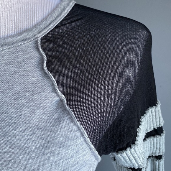 Pete Long Sleeve Baseball Tee Small Gray Black Mesh Sleeves & Shoulders - Picture 4 of 7